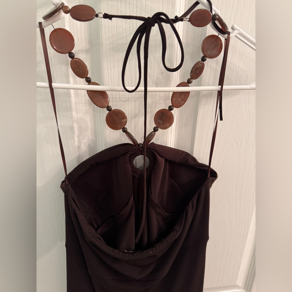 Cache Strapless Dark Brown Halter Maxi Dress with… - image 6